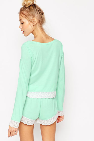 Lace Trim Long Sleeve Tee