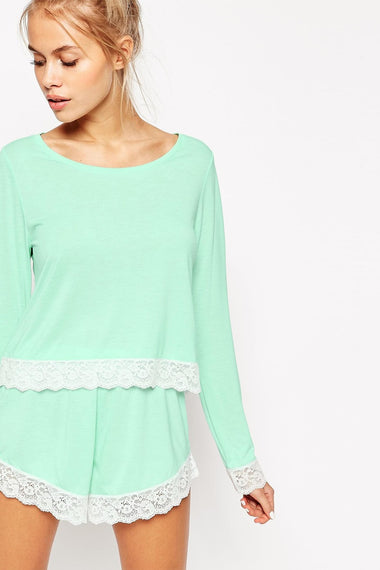 Lace Trim Long Sleeve Tee