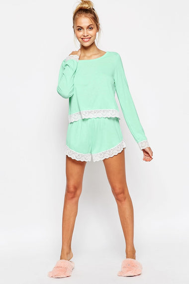 Lace Trim Long Sleeve Tee