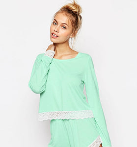 Lace Trim Long Sleeve Tee