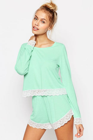 Lace Trim Long Sleeve Tee